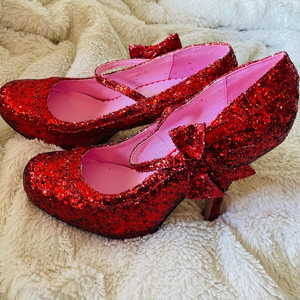 Never Worn Leg Avenue Red Glitter Mary Jane Heels